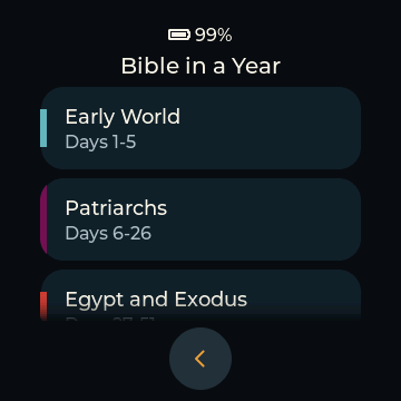 Bible in a Year periods with their day ranges